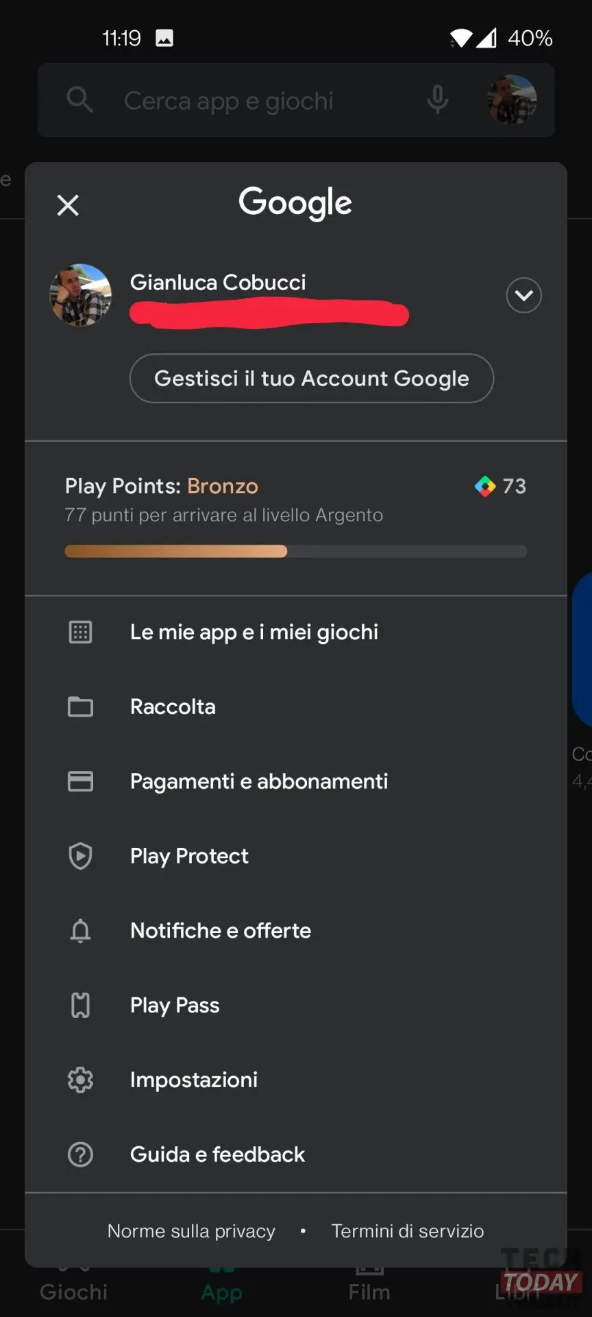 aggiornamento play store