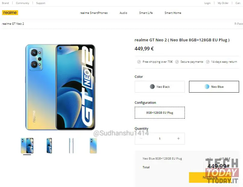 realme gt neo 2 prezzo italia