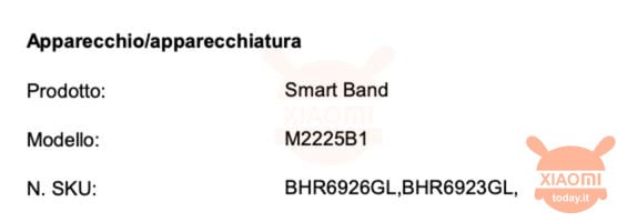Redmi Band 2 - Certificazione di Conformità per l'Italia