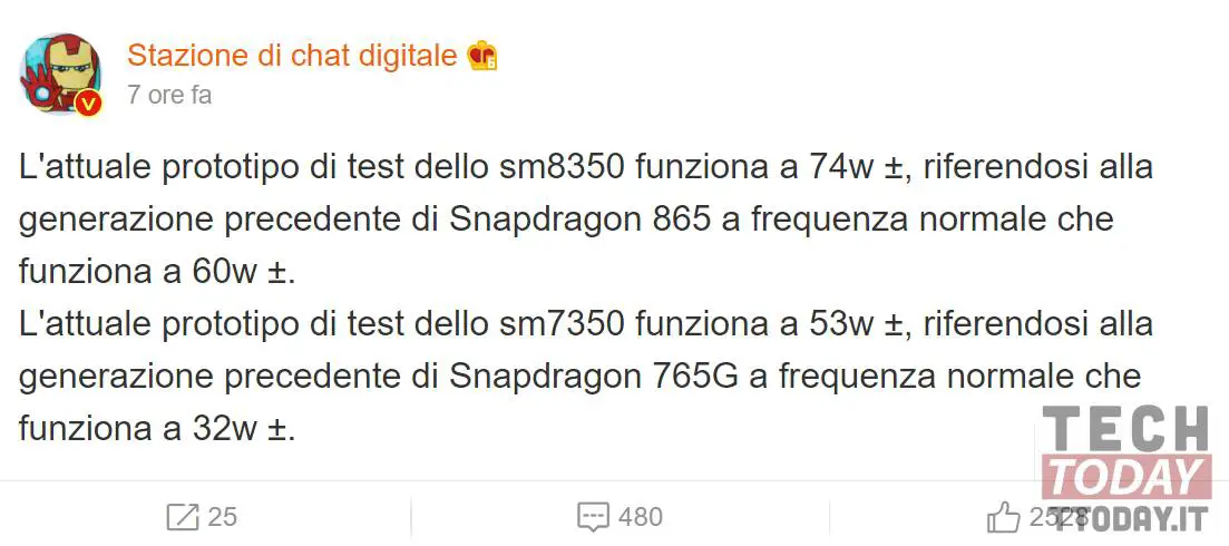 punteggi benchmark snapdragon 875 e snapdragon 775