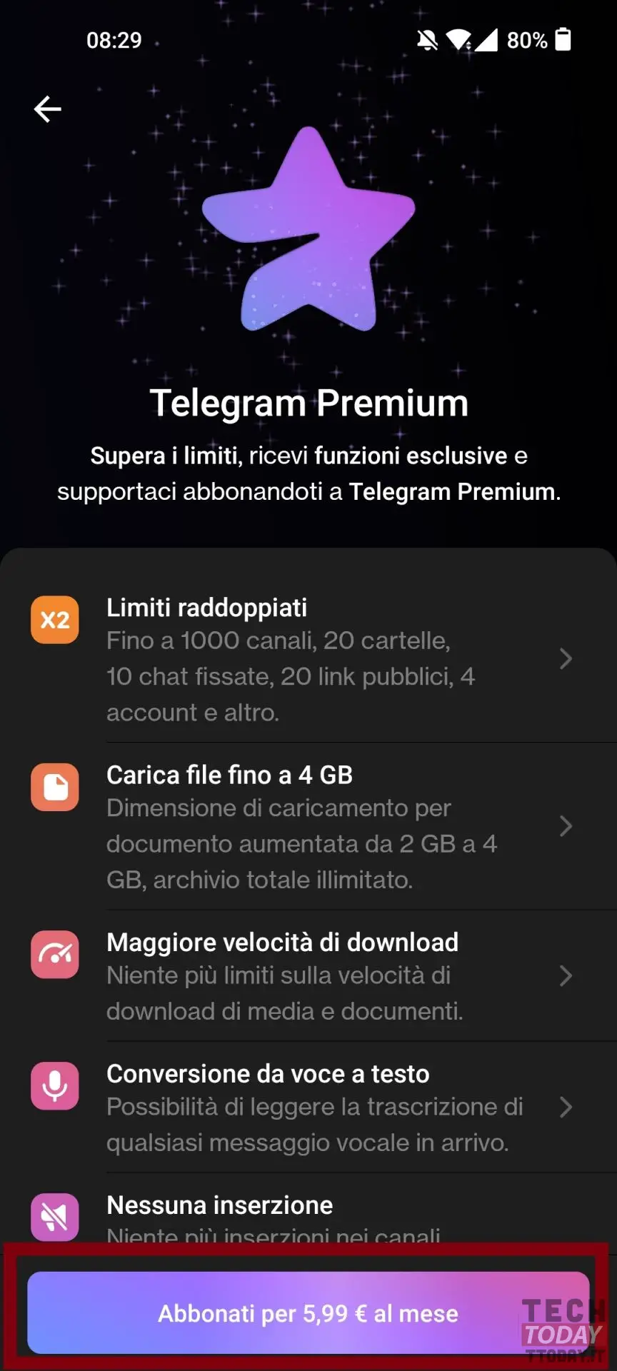 come attivare telegram premium