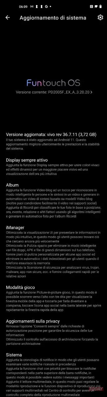 vivo x51 riceve android 11 changelog