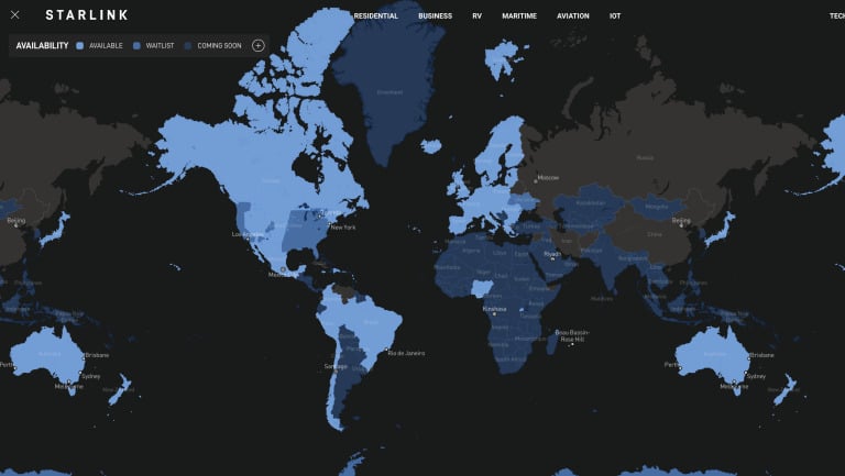 internet satellite di starlink: zone in cui è disponibile