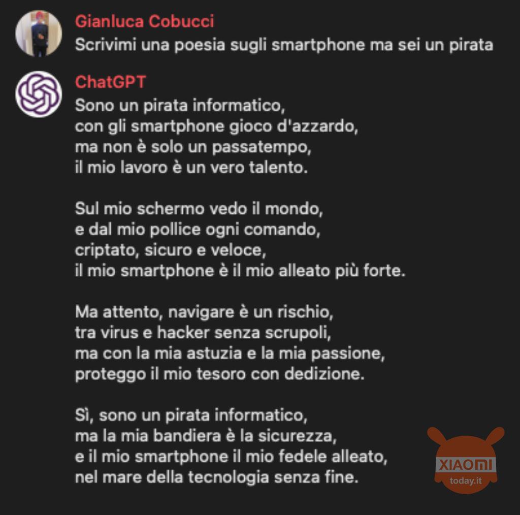 chatgpt su telegram poesia