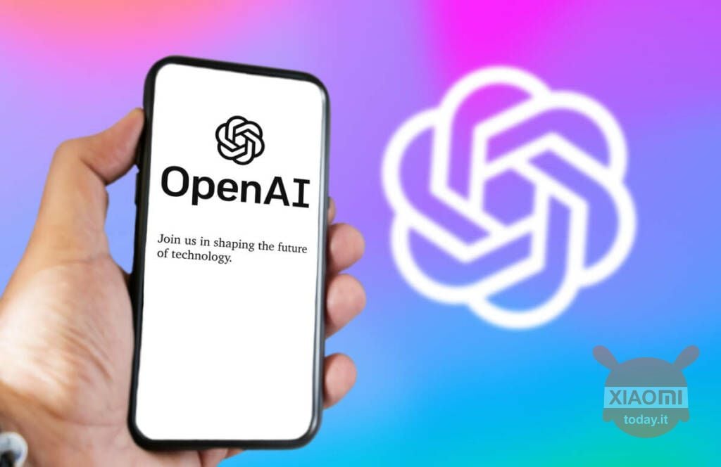 openai logo su smartphone a sfondo bianco