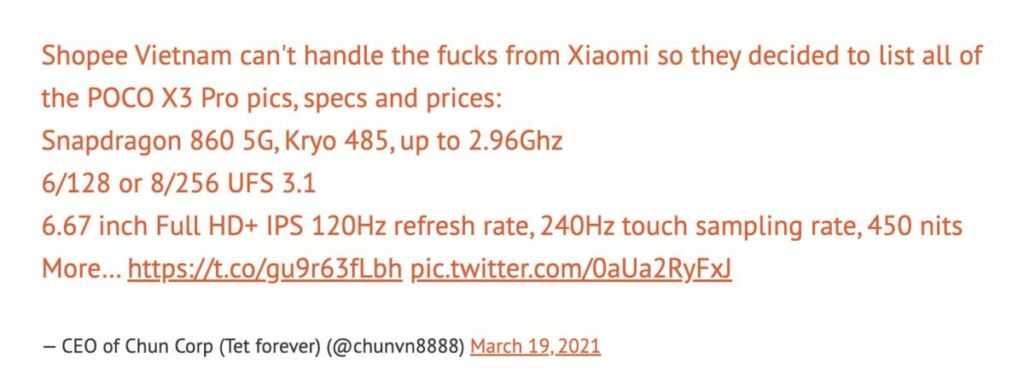 tweet de Chunvn8888