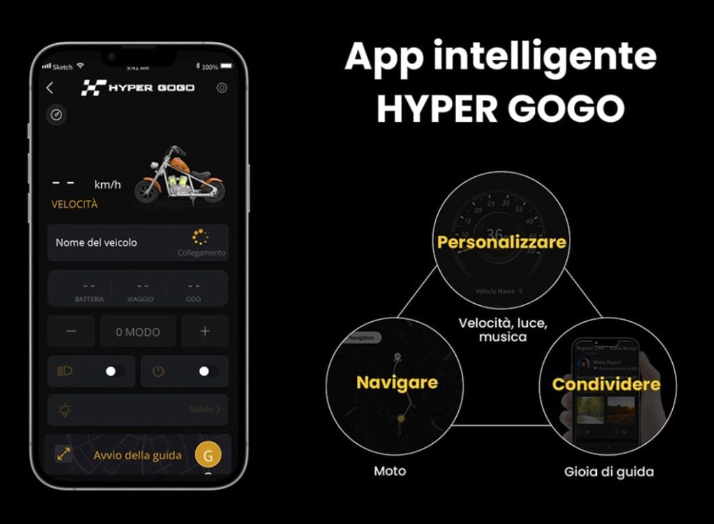HYPER GOGO Cruiser 12 Plus con Applicazione Smartphone