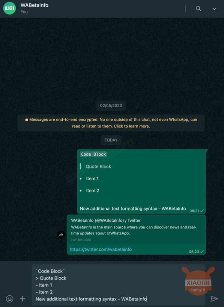 نص تنسيق whatsapp