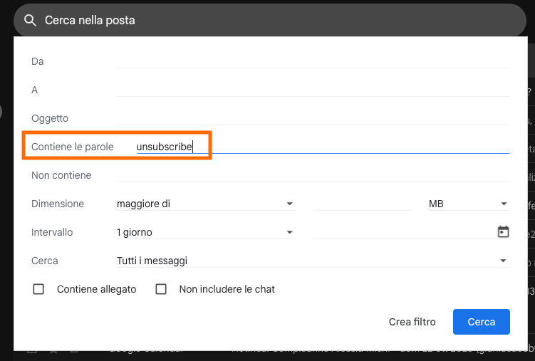 come filtrare le mail su gmail