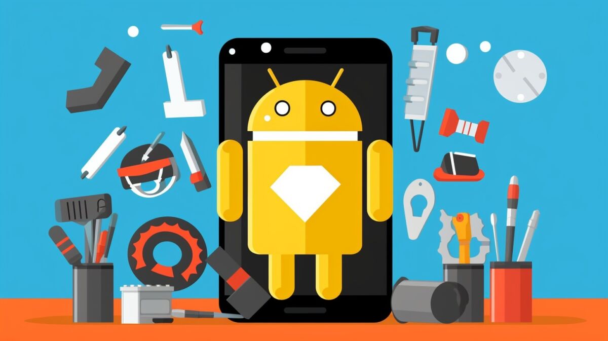 teléfono inteligente Android en modo de reparación