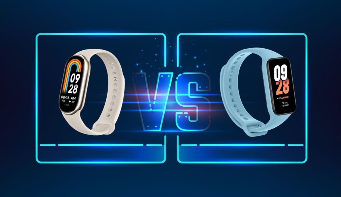 imagem de comparação mi band 8 vs mi band 8 ativa