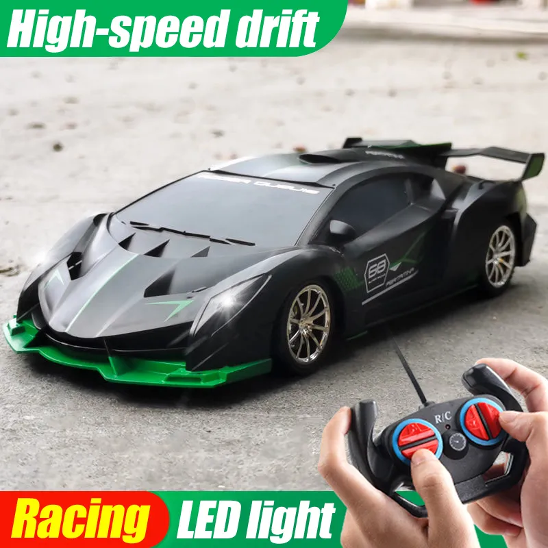 1/18 RC Car LED Light 2.4G Radio Remote Control Sports Cars For Children Racing High Speed Drive Vehicle Drift Boys Girls Toys