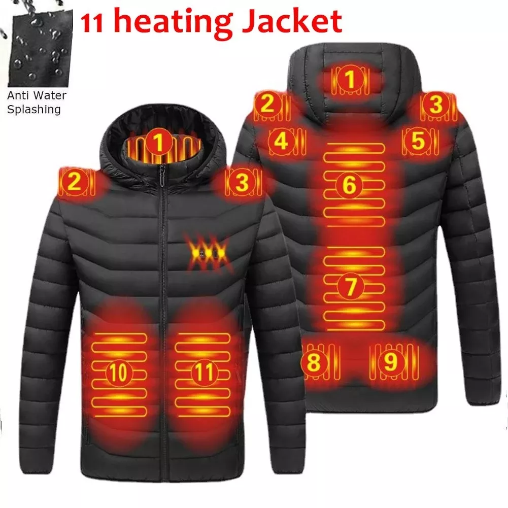 2021 NWE uomo inverno caldo giacche riscaldanti USB termostato intelligente colore puro con cappuccio abbigliamento riscaldato giacche calde impermeabili