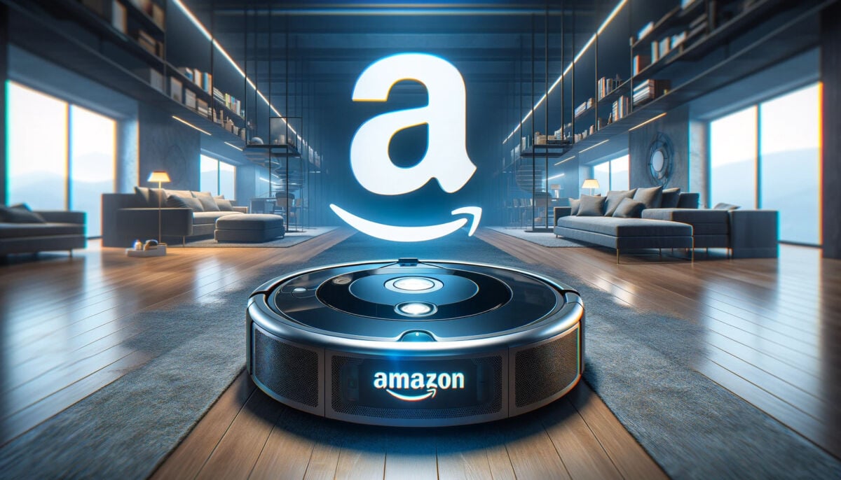 un robot roomba de la irobot dar cu marca Amazon