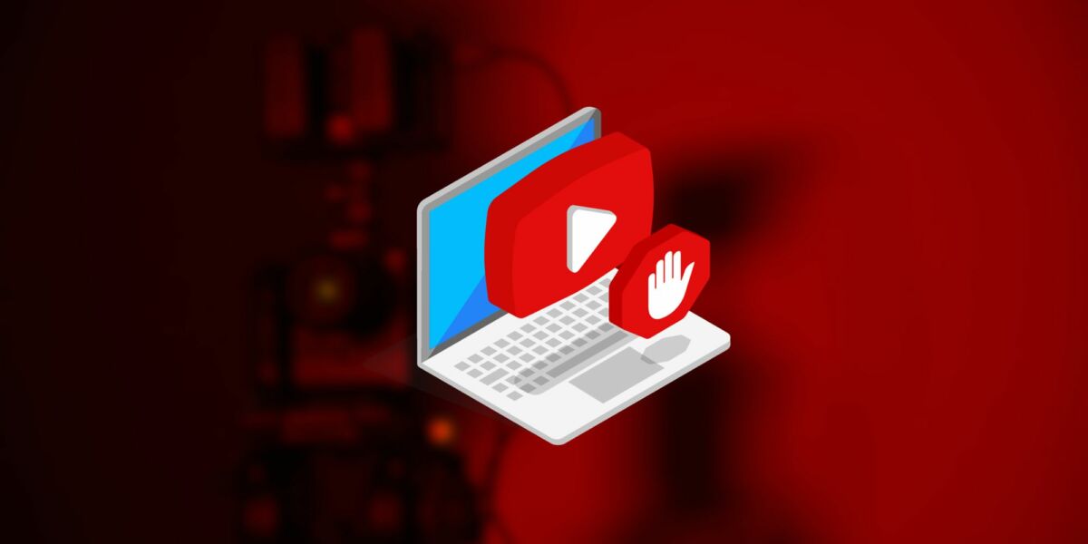 adblock-logotyp för youtube på röd och svart bakgrund