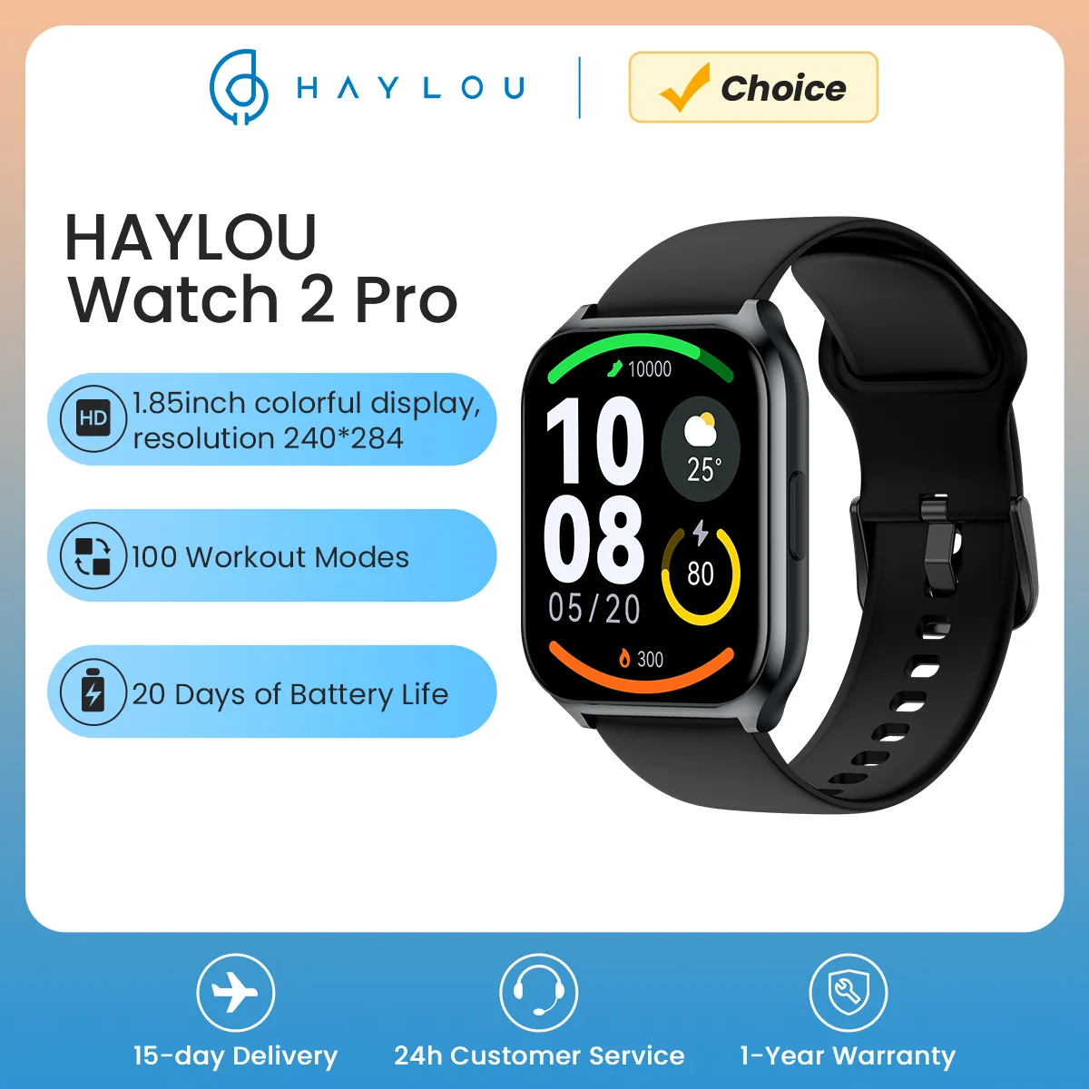 HAYLOU Watch 2 Pro (LS02 Pro) Smart Watch 1.85 ''HD Display SpO2 cardiofrequenzimetro 100 modalità di allenamento Smartwatch per uomo donna