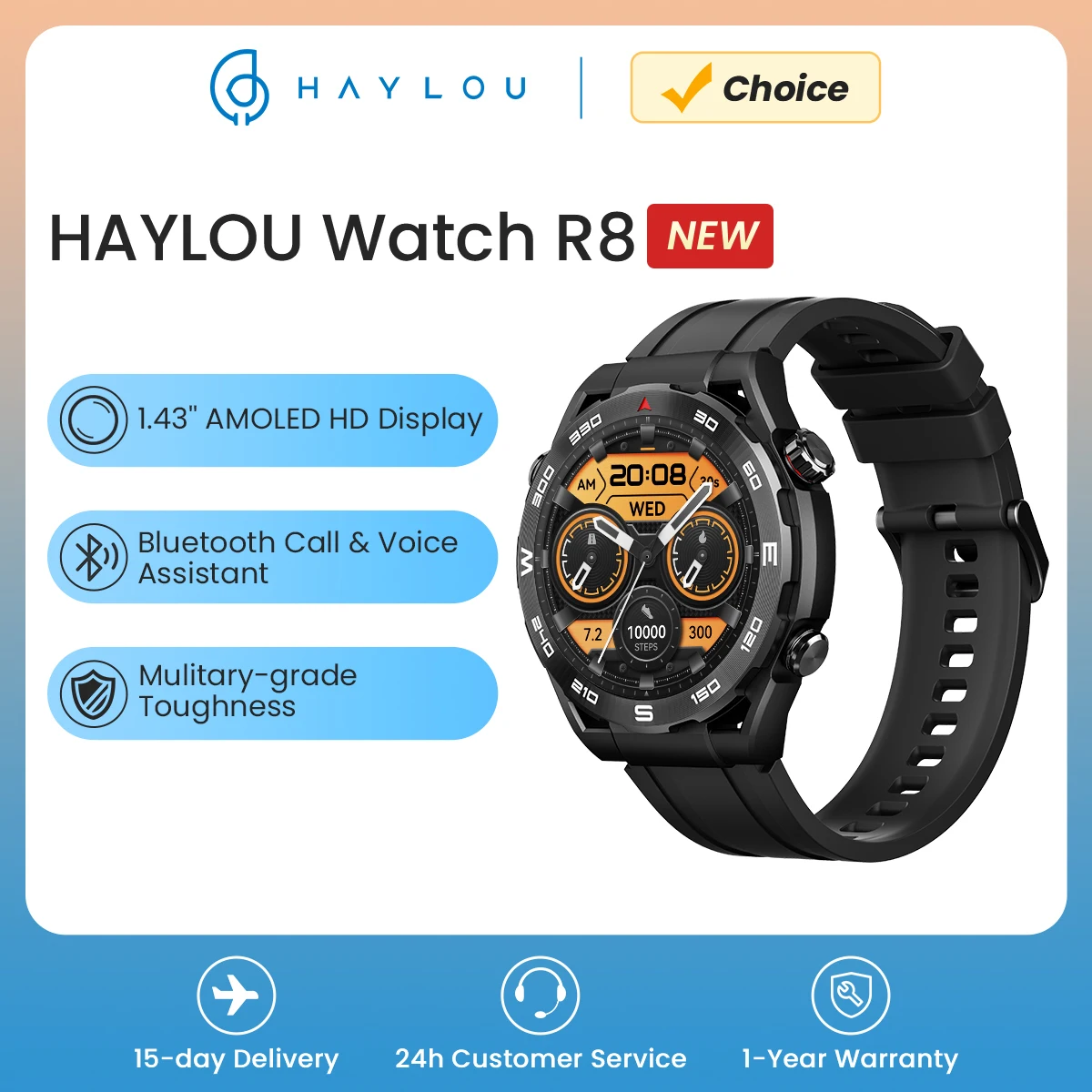 HAYLOU Watch R8 Smartwatch 1.43 ''AMOLED Display Smart Watch Bluetooth Phone Call orologi intelligenti di tenacità di grado Mulitary per uomo