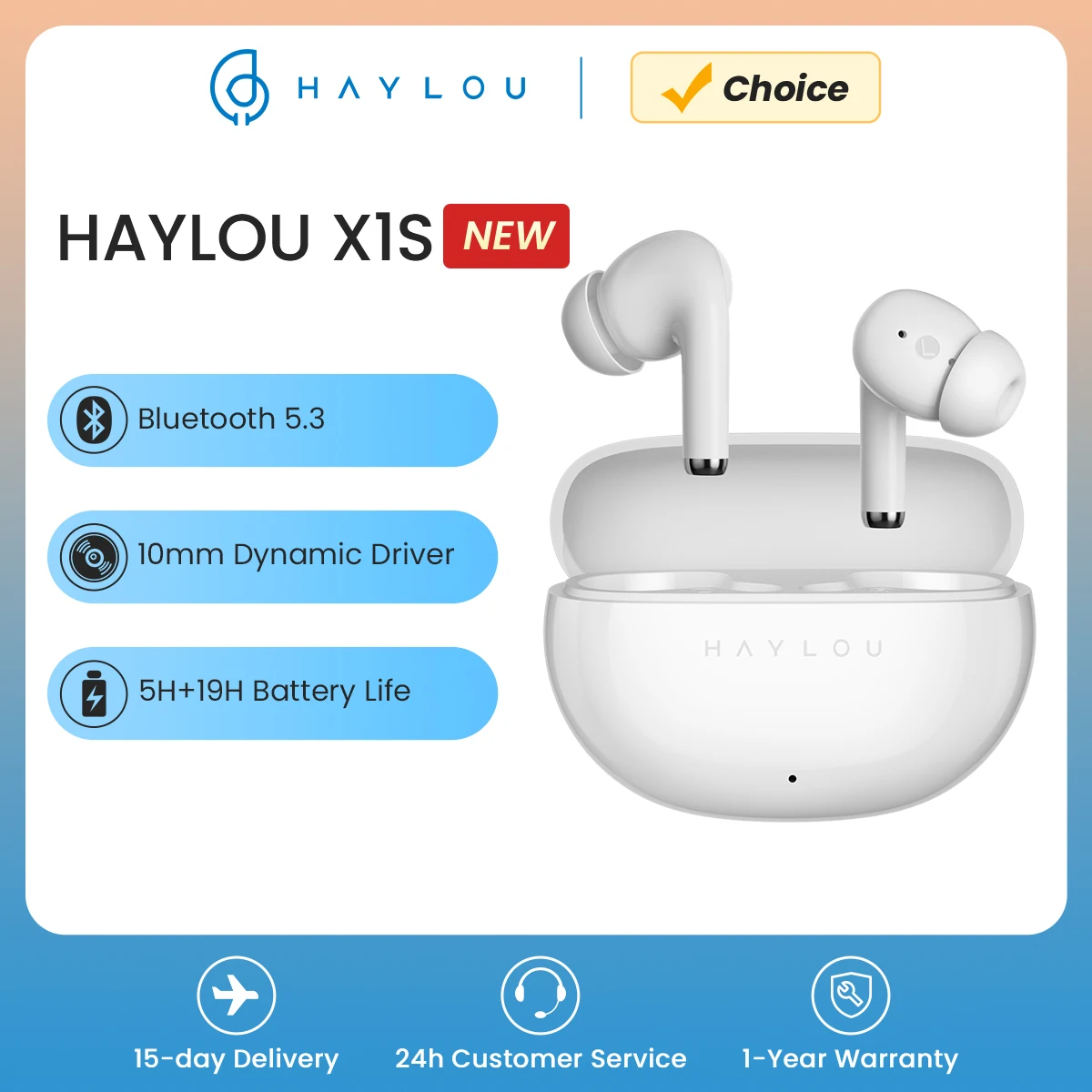 HAYLOU X1S TWS Bluetooth 5.3 auricolari auricolare Bluetooth Wireless Driver dinamico da 12mm 24 ore di durata della batteria cuffie con riduzione del rumore