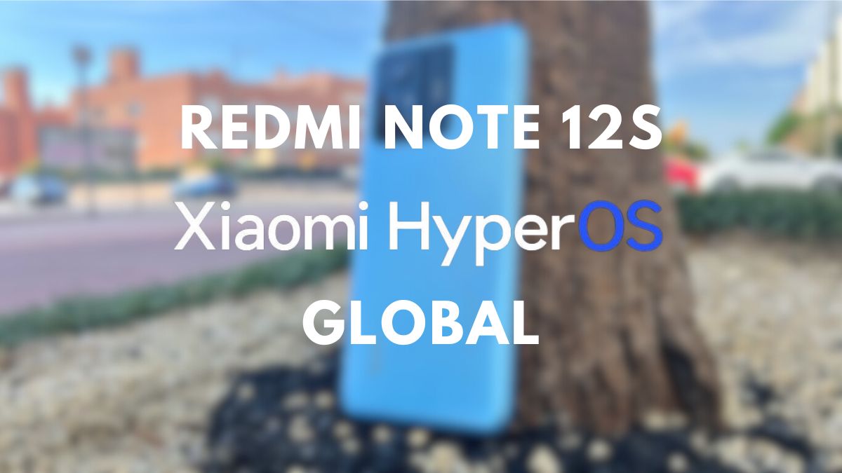 Redmi Note 12s на заднем плане с глобальной надписью Hyperos
