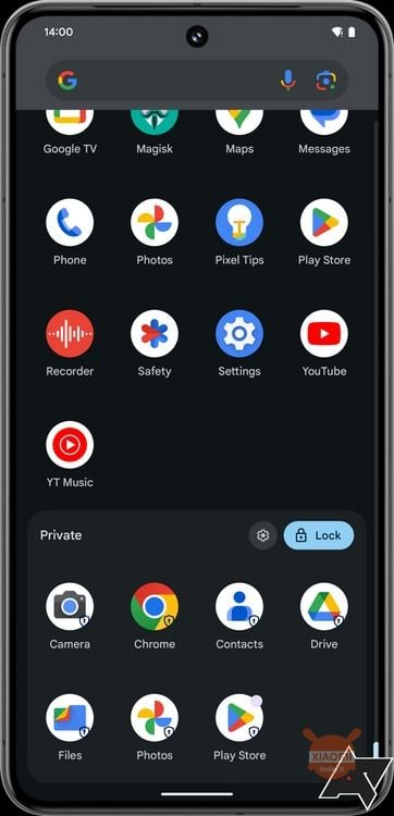 anteprima su schermo smartphone android di come appare private space
