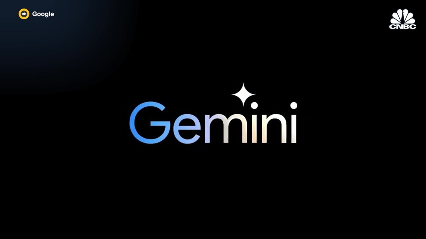 Logo Google Gemini na czarnym tle