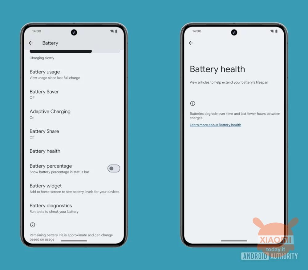 pagina impostazioni android dove si legge la salute della batteria