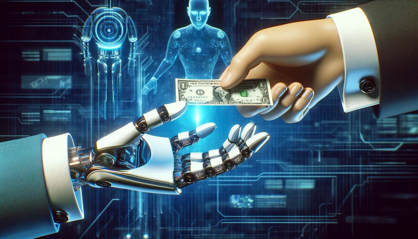 Bàn tay robot do chatgpt điều khiển lấy tiền từ tay con người