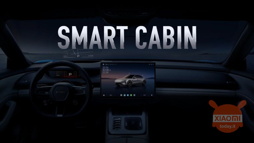 la cabina smart cockpit di xiaomi su7 vista dall'interno