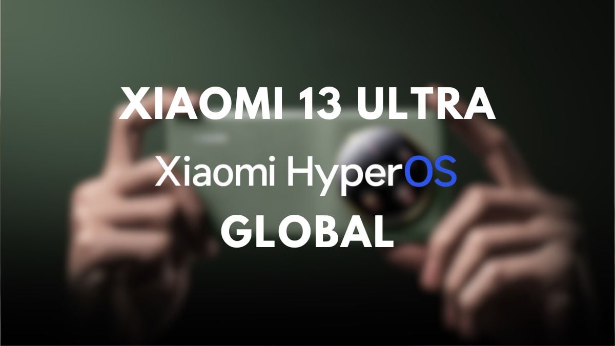 xiaomi 13 ultra i bakgrunden med hyperos global skrift