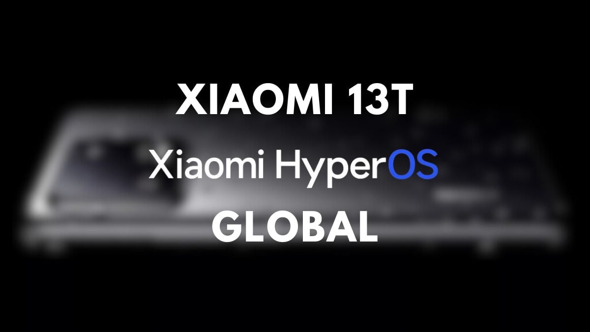 xiaomi 13t in die agtergrond met hiperos globale skryfwerk