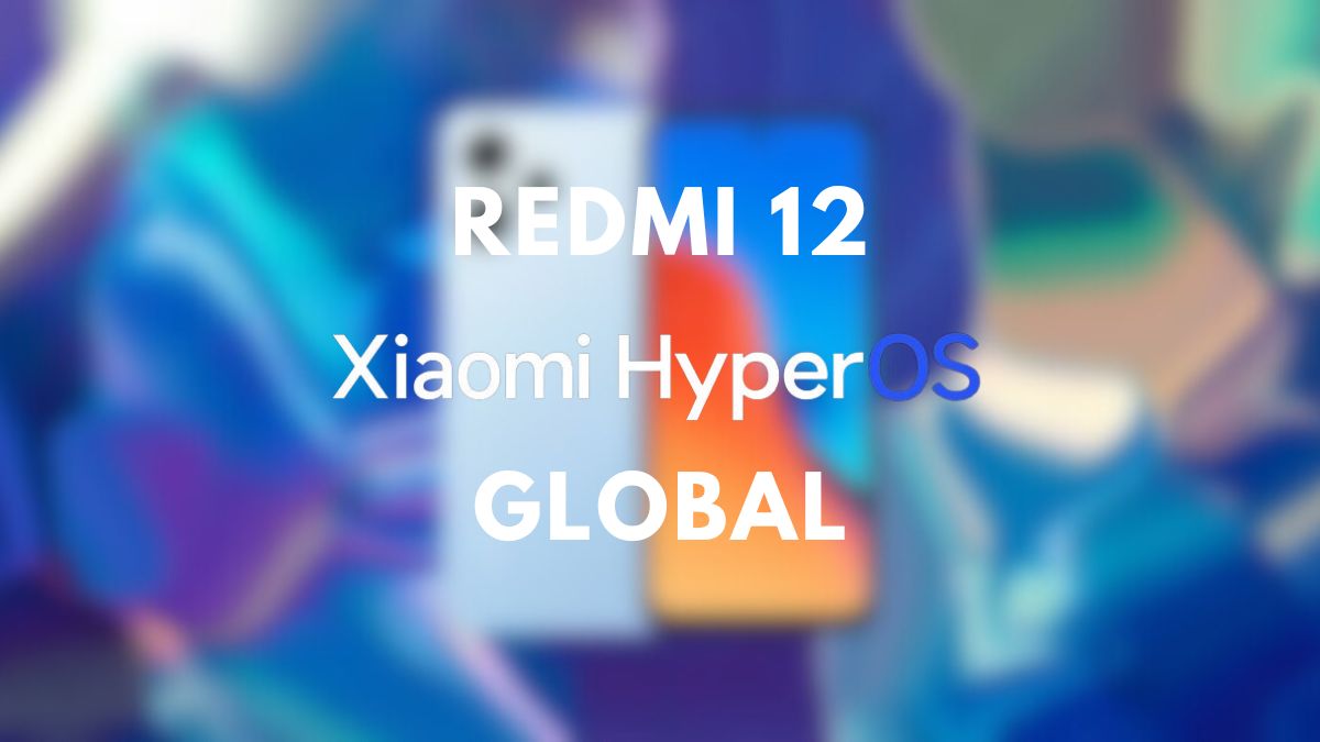 Redmi 12 im Hintergrund mit Hyperos Global-Schriftzug