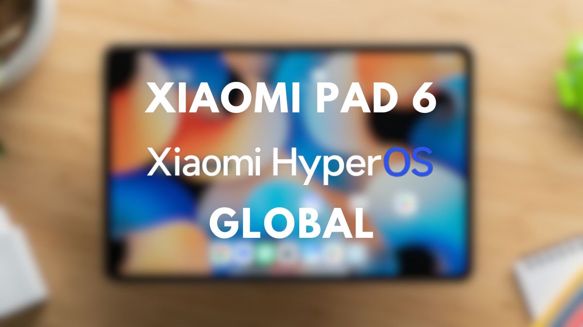 xiaomi pad 6 στο παρασκήνιο με σφαιρική γραφή hyperos