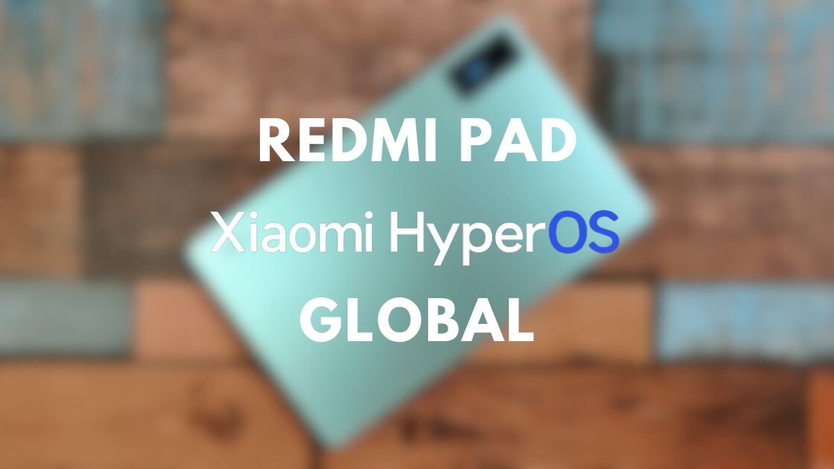 Redmi Pad w tle z globalnym napisem hyperos