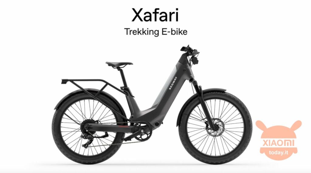 e-bike ninebot segway xafari su sfondo bianco e nome