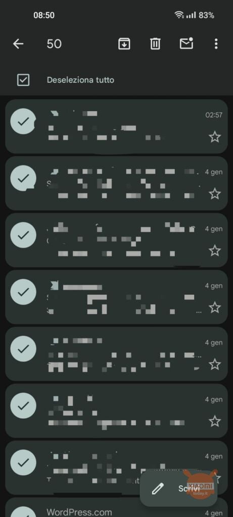 gmail introduce il tasto seleziona tutto e deseleziona tutto su android