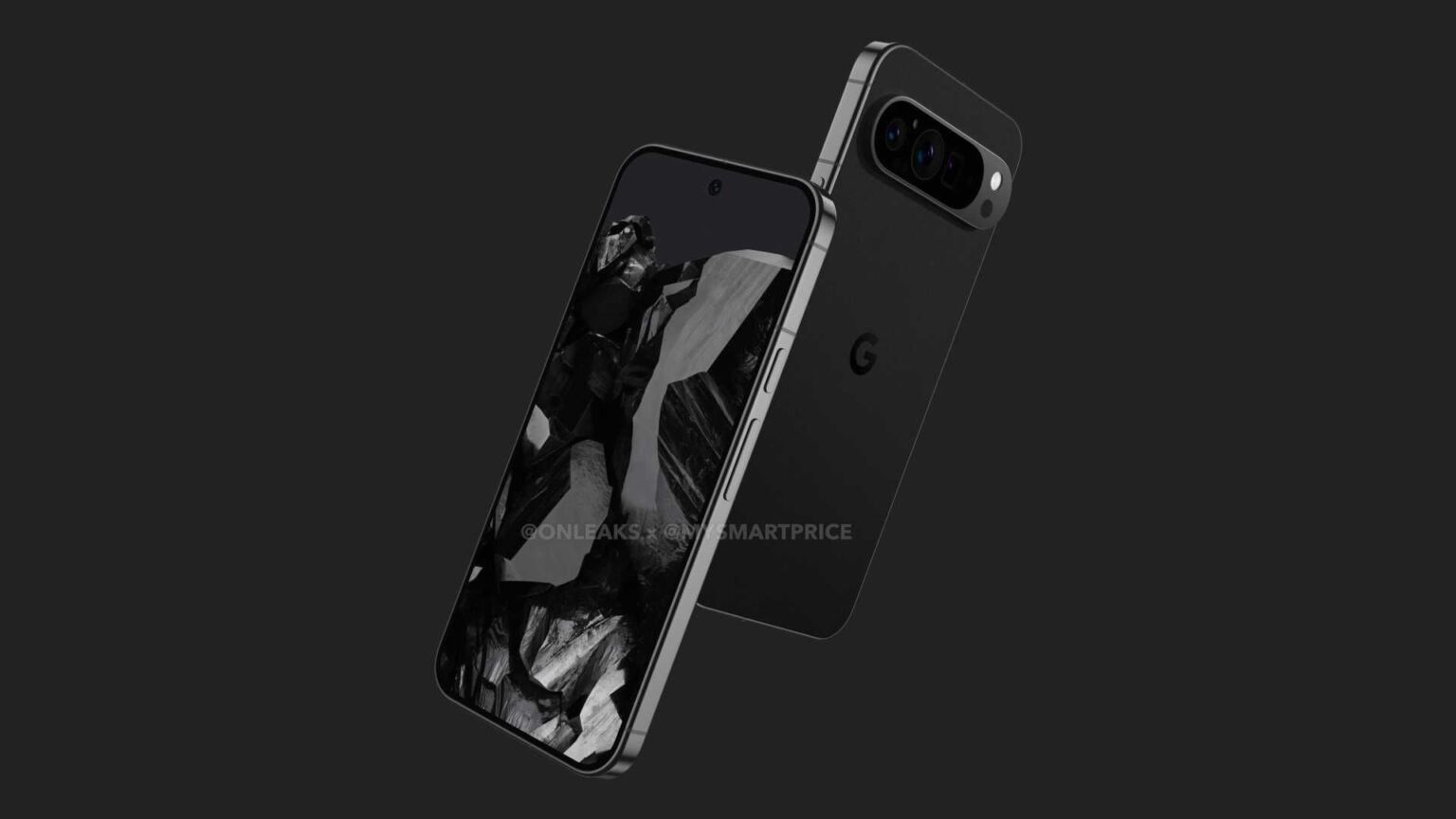 google pixel 9 pro with black background front and back