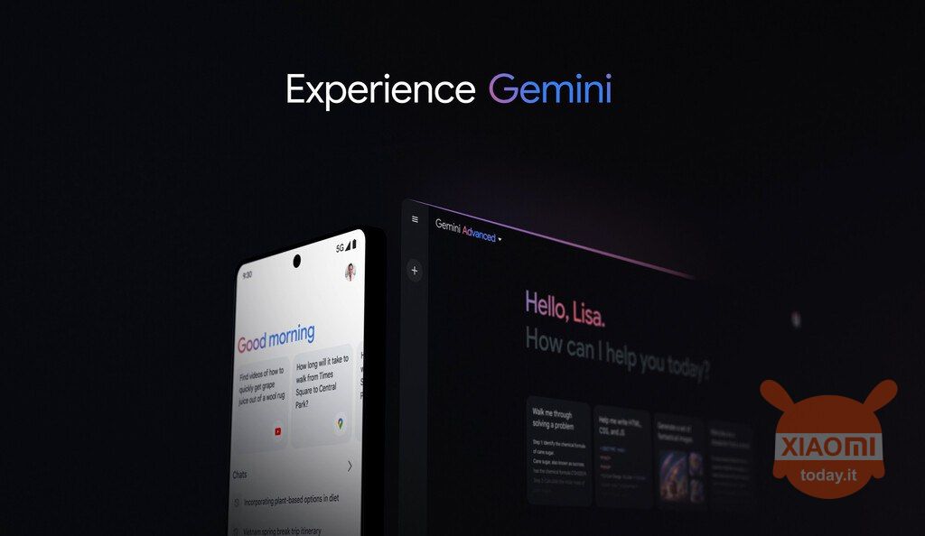 Page d'accueil de Google Gemini pour Android et Web