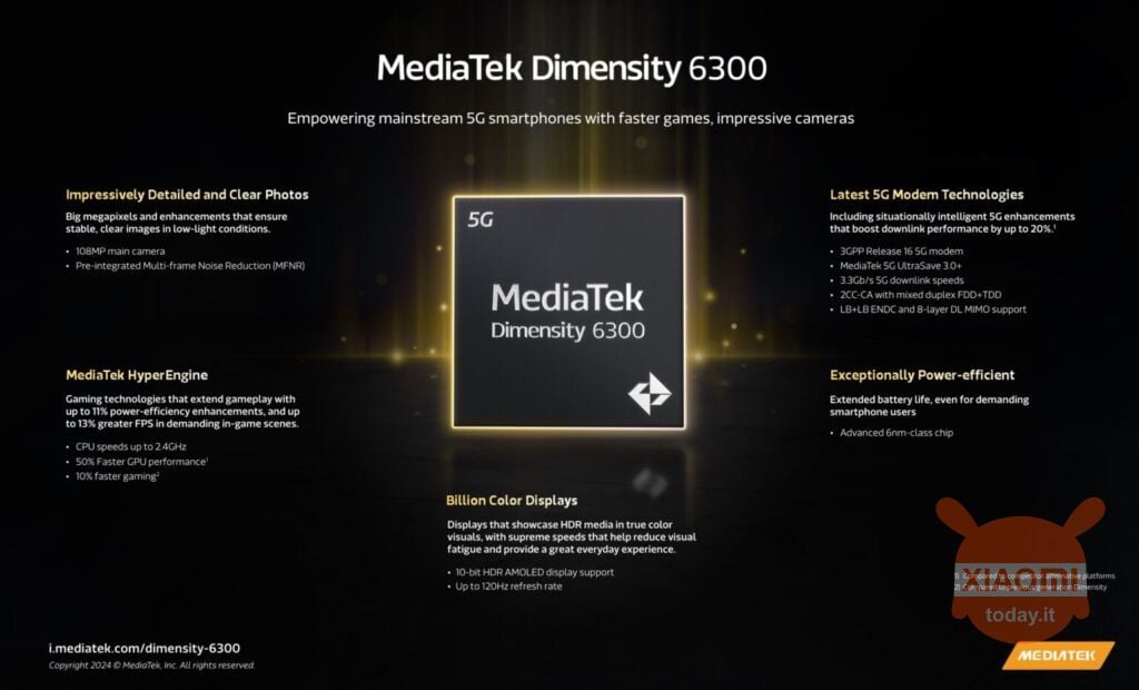 tutti i dati MediaTek Dimensity 6300 in infografica