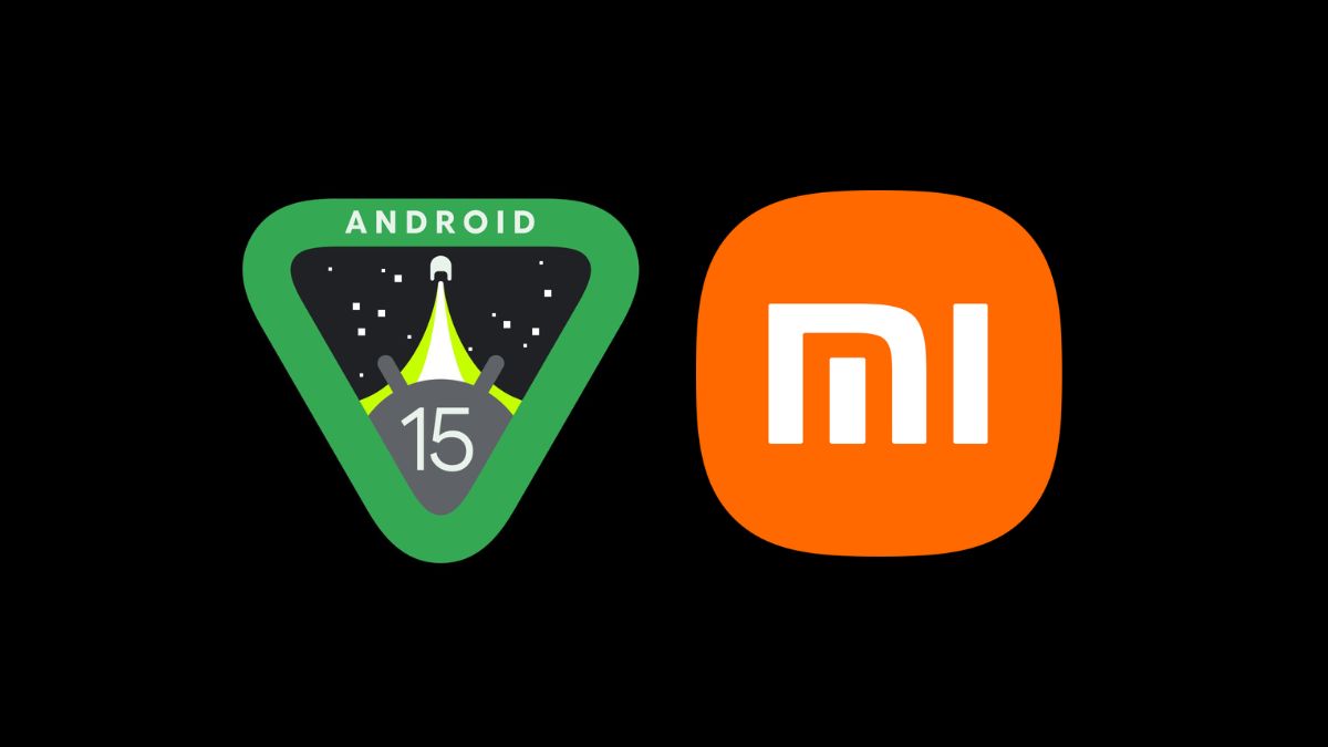 Τα λογότυπα Android 15 και Xiaomi ανακοινώνουν την beta 1 του λειτουργικού συστήματος σε μαύρο φόντο