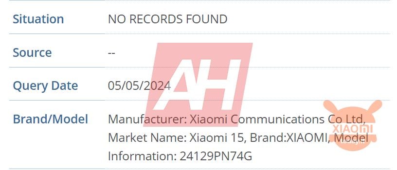 Sertifikasi IMEI Xiaomi 15