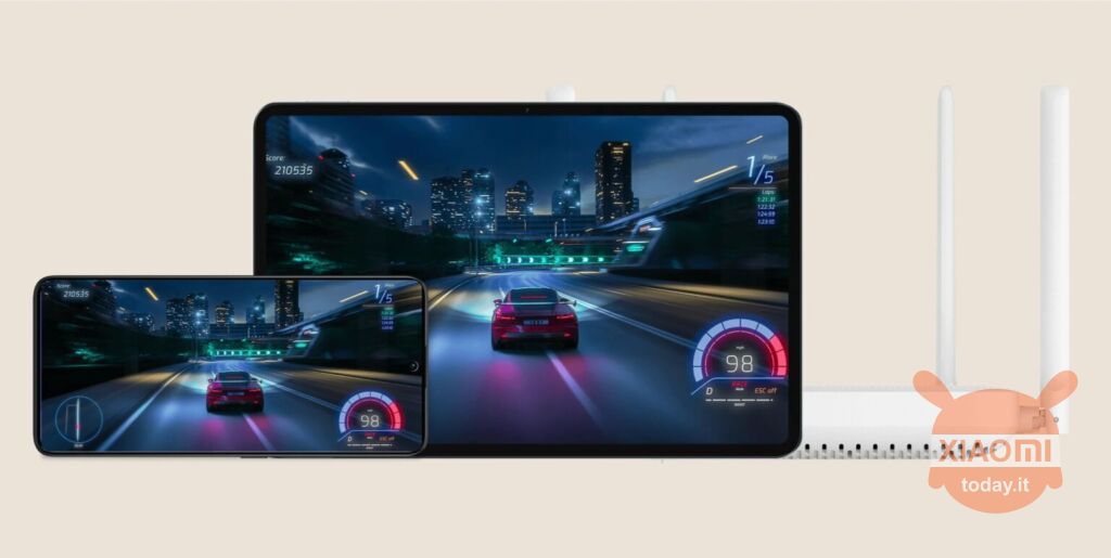 smartphone and tablet together with router Xiaomi Router AX1500