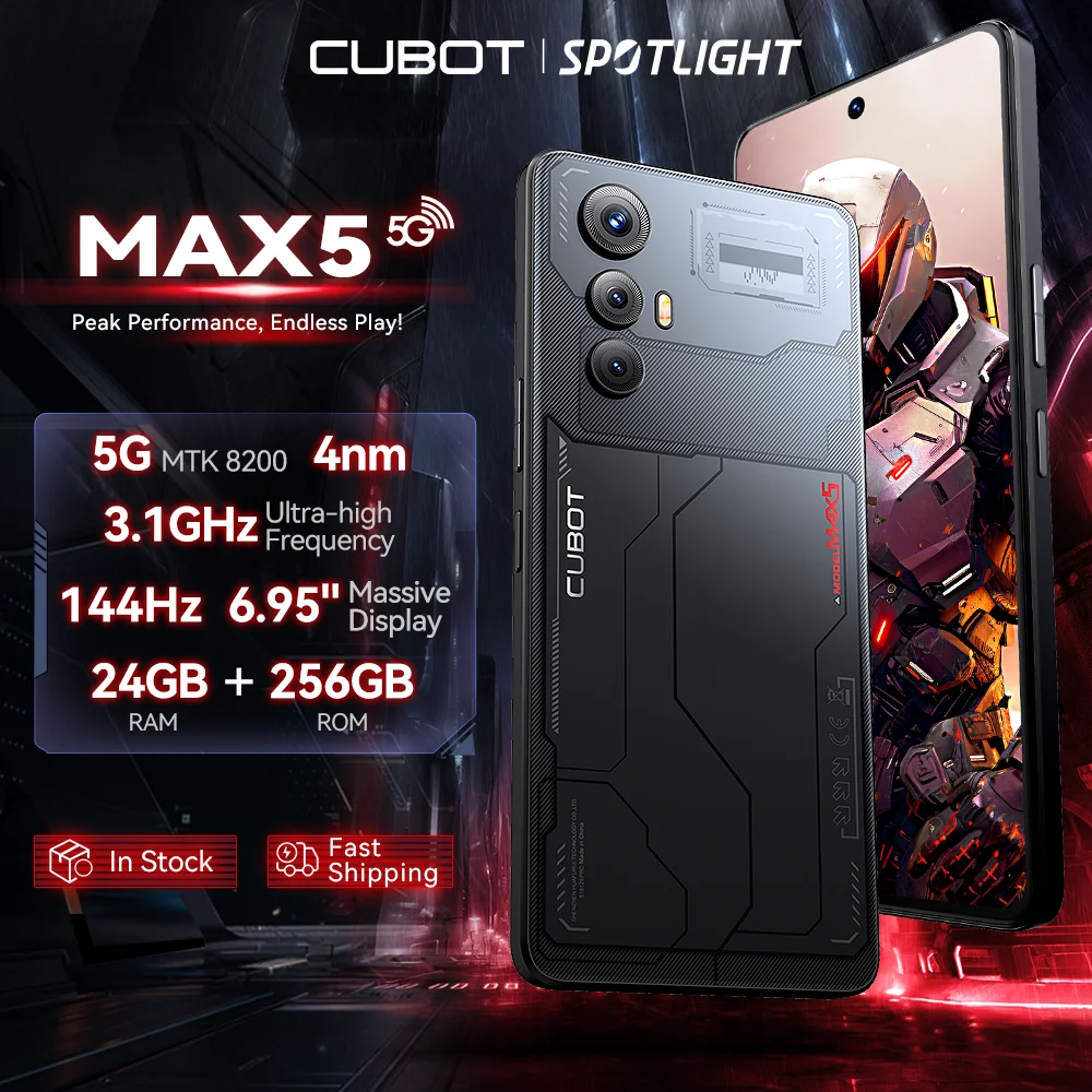 [Anteprima mondiale] CUBOT MAX 5, Android smartphone 5G, Dimensity 8200 da 4 nm, ampio schermo da 6,95" 144 Hz, 24 GB di RAM (12 GB+12 GB),ROM da 256 GB, 5g telefono da gioco, NFC,100MP, WiFi 6, in vendita il 22 luglio