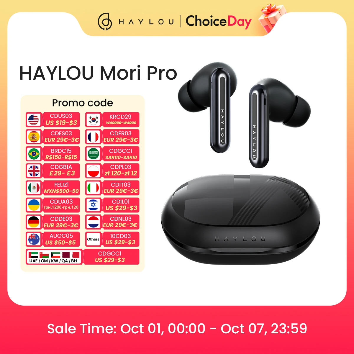 HAYLOU Mori Pro Bluetooth 5.4 auricolari-43dB ANC auricolari con cancellazione attiva del rumore 6 Mic cuffie Wireless 35H durata della batteria