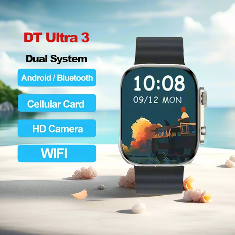 DT Ultra 3 Smart Watch Scheda cellulare Versione eurasiatica 2GB + 16GB AMOLED Wifi Camera 5G Rete Uomo Album fotografico Doppio sistema 2025