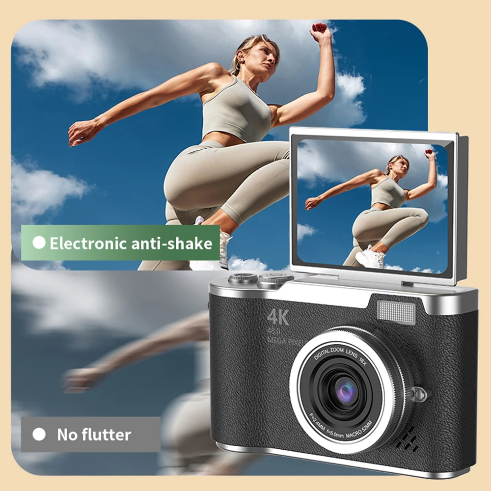 64 GB 4K CCD 8X Digitalzoom Digitalkamera für Studenten 48° Flip Screen Selfie-Kamera