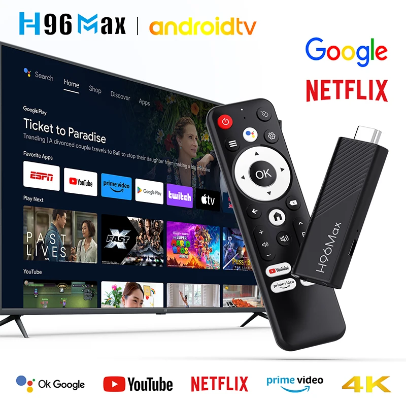 H96 MAX H313 Android TV Box 4K HD Quad-Core mit WiFi6 BT5.0 Mini-Smart-TV-Stick Google Voice Assistant Home Media Player