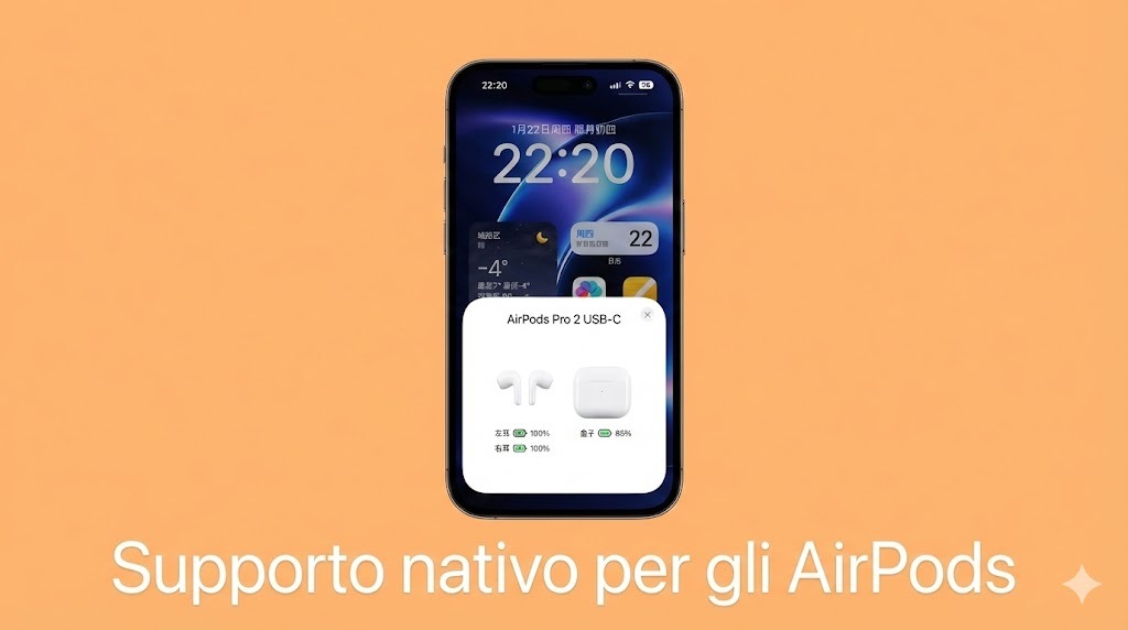 Supporto nativo per gli AirPods