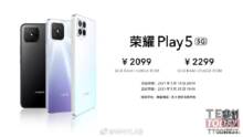 Honor Play5 ufficiale in Cina con Dimensity 800U e ricarica da 66W