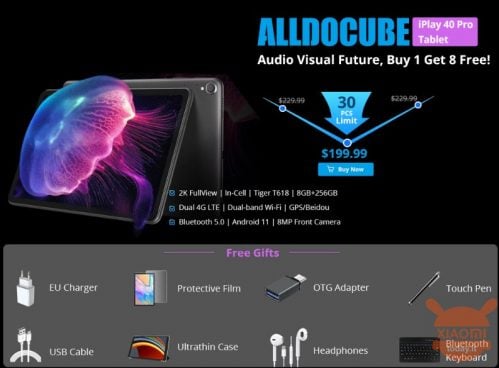 Alldocube iPlay 40 PRO Tablet 8/256Gb + toetsenbord + accessoires
