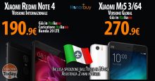 [Codice Sconto] Xiaomi Mi 5 64Gb e Xiaomi Redmi Note 4x global (banda 20) 32Gb  con garanzia Italia 2 anni e spedizione 24h su HonorBuy